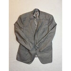 Joseph Abboud Tollegno 1900 Super 120s Wool Gray Sharkskin 48L 2 Button Blazer